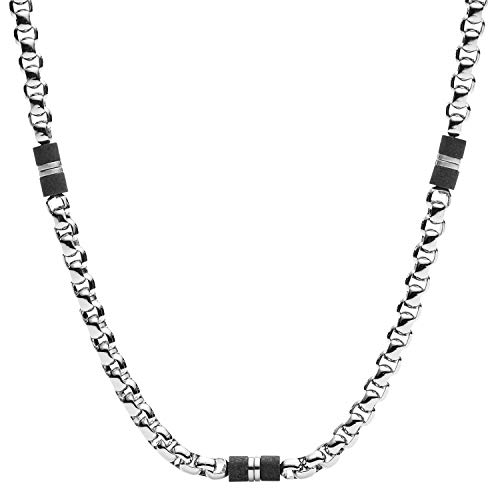 Fossil Men's Stainless Steel Men's Stainless Steel Necklace, Color: Silver (Model: JF03314040)