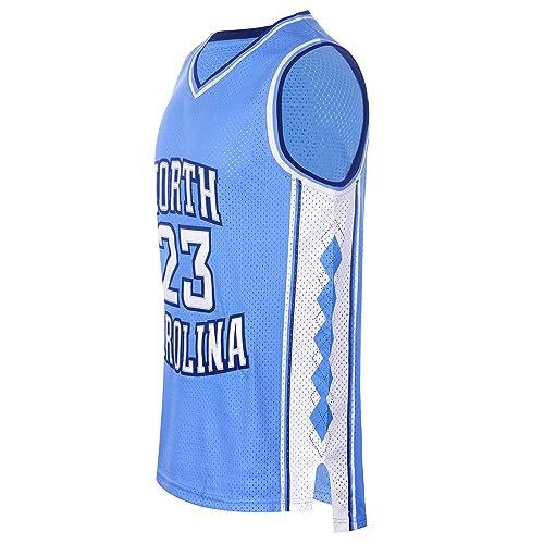 Youth Basketball Jersey North Carolina #23 Basketball Jersey Kids Blue/Black/White Embroidered Jersey Gift (XS, Blue)