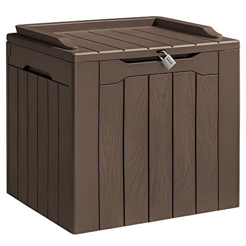 Homall 31 Gallon Resin Deck Box Waterproof Outdoor Storage Lockable Indoor Outdoor Organization and Storage Container for Patio Furniture Cushions, Pool Toys, Garden Tools (Dark Brown)