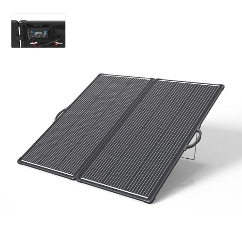 ACOPOWER 200W Mono Lightweight Portable Solar Panel Kit, 200 Watt Solar Suitcase, Waterproof 20A 12V/24V LCD Charge Controller for Both 12V Battery and Generator (New Launched), Black