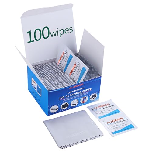 Pre-Moistened Lens Wipes ALIBEISS Screen Wipes for Glasses, Camera,Tablets, Smartphone, Screens and Other Delicate Surfaces,Pack of 100