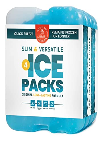 Healthy Packers Aqua Gel Ice Packs for Coolers, Set of 4, Freezer-Cold for Longer, Reusable, Safe and Durable, Compact Design, Easy to Clean