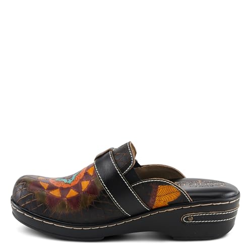 Spring Step L'Artiste Women's Lucielle Leather Open Back Clog Black Multi EU 37 / US 6.5-7