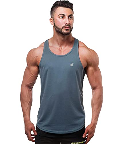 Dri Fit Microfiber Bodybuilding Stringer Tank Top Y-Back Racerback, Small, Charcoal Grey