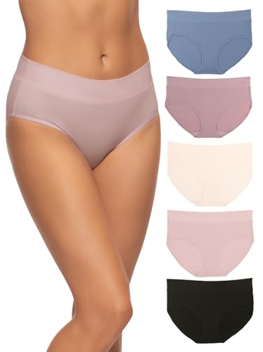 Felina Women's Pima Cotton Hipster Panties - Comfortable Seamless Underwear for Women, 5-Pack (X-Large, City Basics) - Womens Cotton Breathable Stretch Underwear