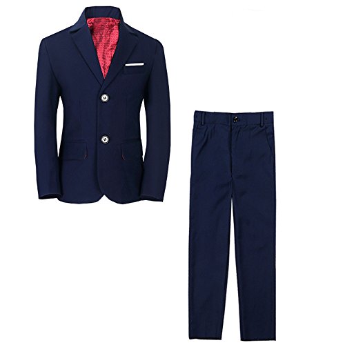 Yanlu Tollder Tuxedo Boys First Communion Suits with Blazer and Pants for Wedding Size 10 Blue