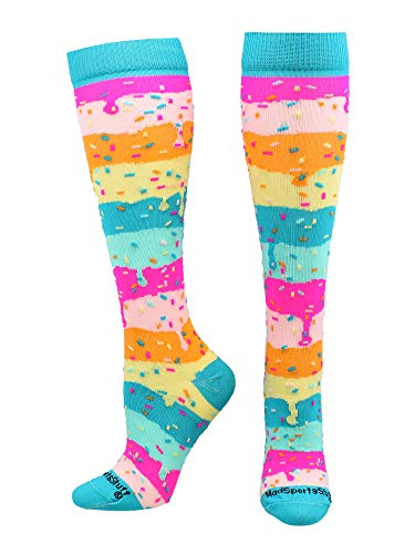 MadSportsStuff Rainbow Sprinkles Over the Calf Length Socks (Rainbow, Medium)