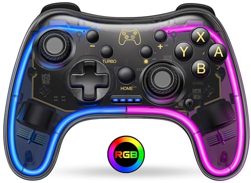 Switch Controller Compatible with Switch/Lite/OLED Controller, Switch Pro Controller With RGB Breathing LED, Switch Controllers Remote Supports Multi-Platform&App with Turbo, Wake-up Function