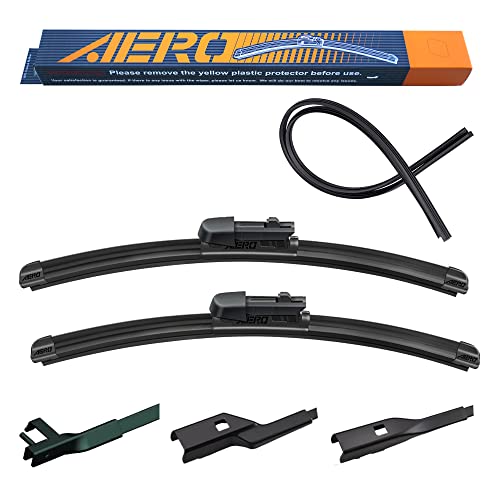 AERO Avenger 24' + 19' Premium All-Season Windshield Wiper Blades with Extra Refills OEM Replacement for Volkswagen VW CC EOS Golf GTI Jetta Passat Rabbit Honda CR-V Civic + More (Set of 2)
