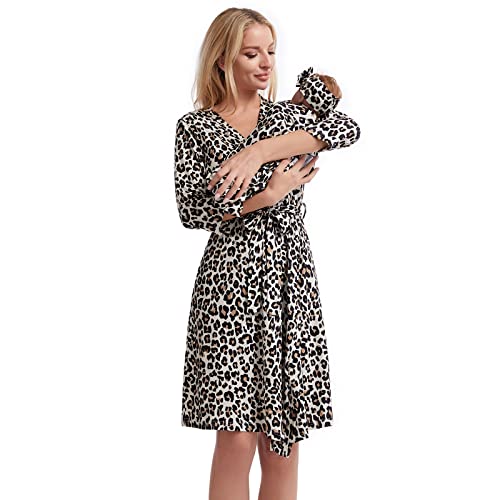 Galabloomer Maternity Robe and Baby Receiving Blanket,Matching Mommy Labor Delivery Robe and Swaddle Set