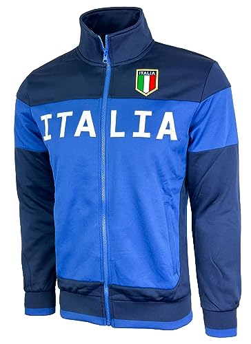 Men's Italy Jacket, Full Zip Italia Soccer Track Jacket With Zipper Pockets (Large)