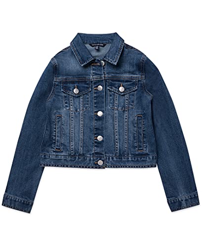 Calvin Klein Girls' Basic Jean Jacket, Stretch Denim with Button Closure, Casual Style, Authentic, 12-14