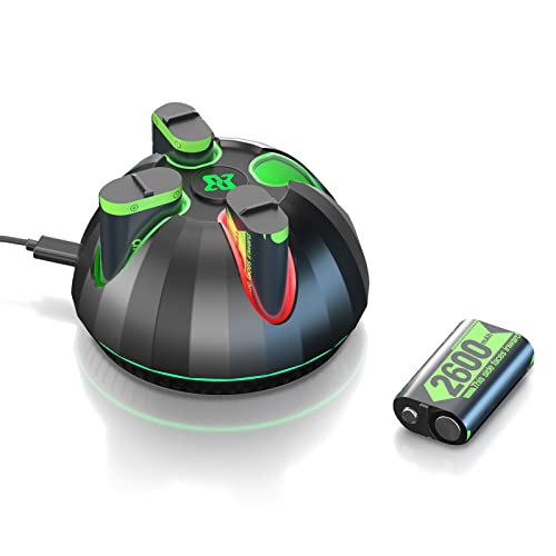 Rechargeable Battery Pack for Xbox Controller,4x2600mAh Batteries with Charger,Rechargeable Batteries Charger Station Compatible with Xbox Series X|S/Xbox One/Xbox One S/X/Elite Controller