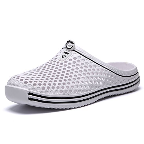 LIBINXIF Women Garden Clog Shoes,Men Breathable Slippers Beach Sandals Shower Water Walking Anti-Slip Shoes Hole White 39