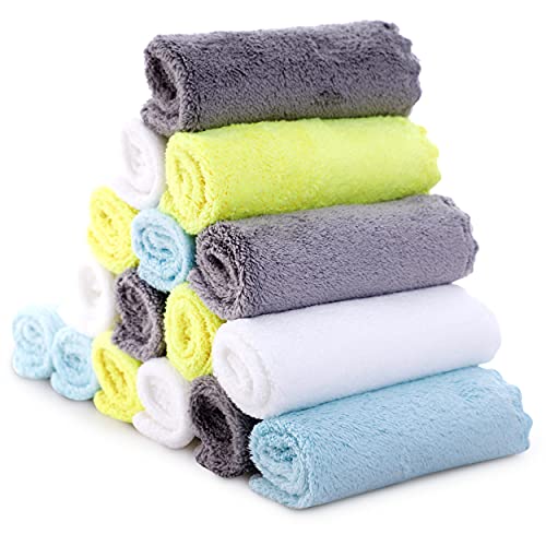 Cute Castle Ultra-Soft Baby Washcloths, 16 Pack - 9' by 9', Gentle on Sensitive Skin for Face and Body, Plush, Super Absorbent Wash Clothes for Girls and Boys