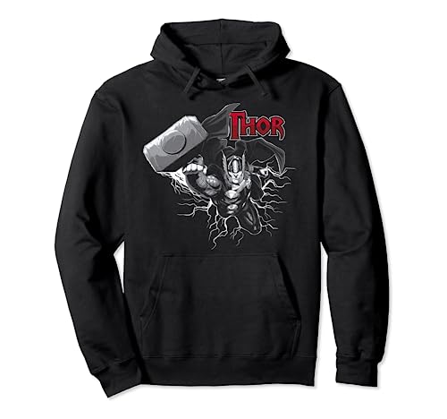 Marvel Thor The Mighty Flying Hammer Lightning Logo Pullover Hoodie