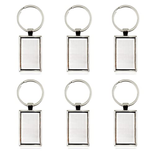 LELE LIFE 6Pcs Solid Metal Key Tags with Split Key Ring and Silver Labels, Polished Key Labels Key Chain Tags, Blank Labeling Tags, Dog Tags, Luggage Tags, Rectangular