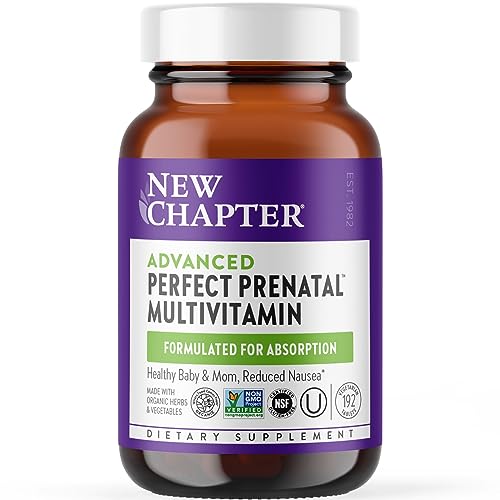 New Chapter Advanced Perfect Prenatal Vitamins, 192ct, Made with Organic, Non-GMO Ingredients for Healthy Baby & Mom - Folate (Methylfolate), Whole-Food Fermented Iron, Vitamin D3 + Ginger