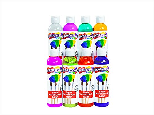Colorations PLWS Liquid Watercolor Paint, 8 fl oz, Set of 8, Non-Toxic, Painting, Kids, Craft, Hobby, Fun, Water Color, Posters, Cool effects, Versatile, Gift