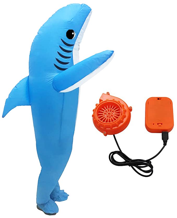 ByeSun Inflatable Costumes, Inflated Shark Costume for Halloween, Christmas, Birthday Cosplay, Celebration. Blow Up Costume for Adults (150-190cm)