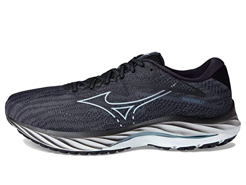 Mizuno Men's Wave Rider 27 Running Shoe, Ebony-Illusion Blue, 13
