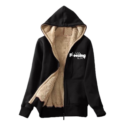 sale clearances today deals prime Women's Fuzzy Fleece Sherpa Hoodies Plush Sweatshirt Warm Cozy Fuzzy Sweater Shaggy Warm Winter Outerwear sherpa lined hoodie Black M