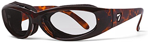 7eye by Panoptx Chubasco | Wind Blocking Sunglasses - Dark Tortoise, Clear Lenses