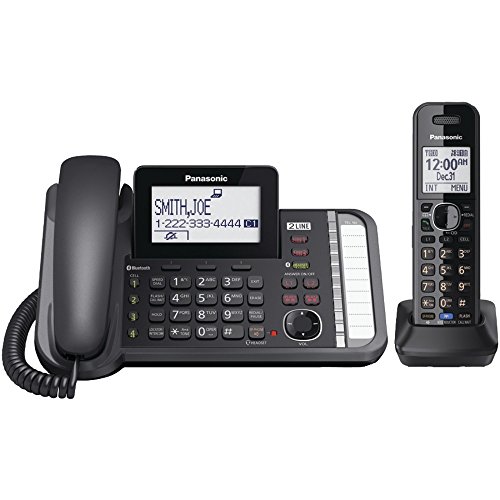 PANASONIC KX-TG9581B DECT 6.0 1.9 GHz Link2Cell(R) 2-Line Digital Cordless Phone (1 Handset) - ONE YEAR LIMITED Warranty