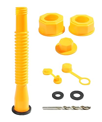 Zlirfy 1 Kit Gas Can Spout Replacement,Gas Can Flexible Pour Nozzle with Gas Can Vent Caps,Gas Can Nozzle,Spout Cover,Thick Rubber Pad,Bendable Nozzle Kit,Suitable for Most 1/2/5/10 Gal Oil Cans