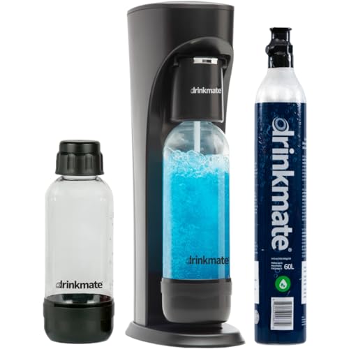 Drinkmate OmniFizz Sparkling Water and Soda Maker, Carbonates Any Drink, Special Bundle - Includes 60L CO2 Cylinder, Two Carbonation Bottles, and Fizz Infuser (Matte Black)