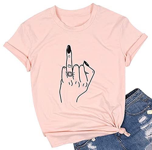 Bride T Shirt Finger Diamond Ring Wedding Honeymoon Shirts Women Engagement Announcement Vacation Party Tees Tops Shirt (S, Pink)