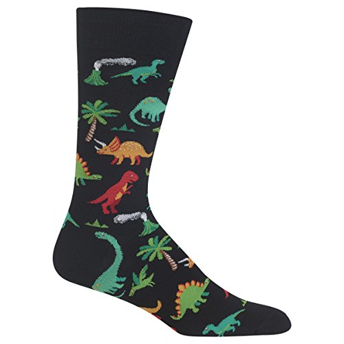 Hot Sox mens Animal Series Novelty Fashion Crew Casual Sock, Dinosaurs (Black), 6 12 US