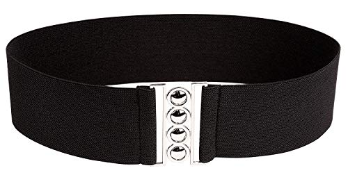 Modeway Women 50s Retro Wide Elastic Stretch Waist Corset Plus Size Belts For Women Dresses Fashion Decorative Belt Black XL