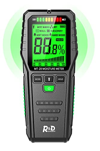 Pinless Wood Moisture Meters Water Leak Detector for Lumber Concrete Building -Wall Moisture Sensor Digital Humidity Tester for Firewood (Pinless)