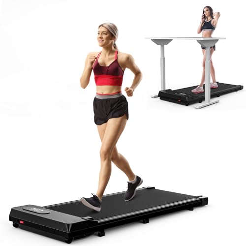 Bigzzia Treadmill Walking Pad Under Desk Portable 2 in 1, 2.5HP Mini Small Treadmill for Office, Home, Quiet & Lightweight, Installation Free, 320 Lb Capacity, Remote Control, LED Display