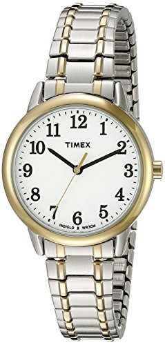 Timex Women's Easy Reader 30mm Watch – Two-Tone Case White Dial with Two-Tone Stainless Steel Expansion Band