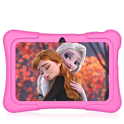 Kids Tablet 7 inch Android 11 Tablet for Kids, 3GB RAM 32GB ROM Toddler Tablets with Case, Bluetooth, WiFi, Parental Control, Dual Camera, GMS, Educational, Games (Pink)