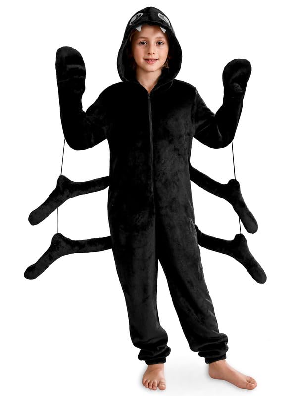 IIMMER Unisex Little Kids Zip Up Hoodie Onesie Rompers Halloween Spider Cosplay One Piece Jumpsuit 5-6 Years