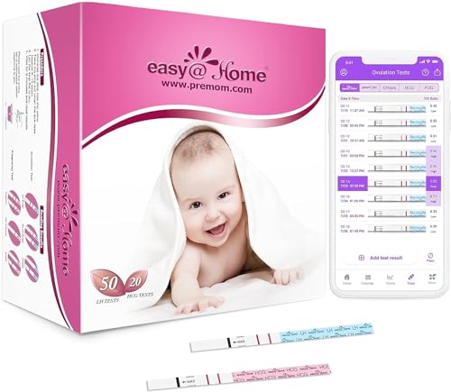 Easy@Home 50 Ovulation Test Strips and 20 Pregnancy Test Strips Combo Kit, (50 LH + 20 HCG)-Package May Vary
