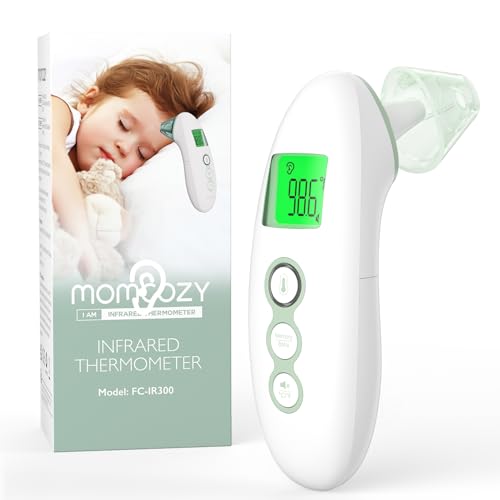 Momcozy Non-Contact Forehead and Ear Thermometer, Digital Infrared Thermometer for Adults and Children, with Child Mode, Fever Alarm Function, Mute and Memory Functions, Fast and Accurate Measurement