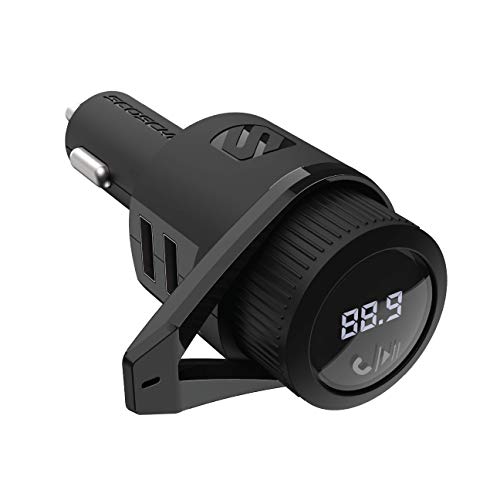 Scosche BTFM5 Bluetooth Hands-Free Car Kit with Digital FM Transmitter and Dual 12W USB Charging Ports For Vehicles XL