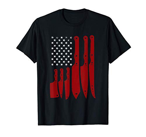 American Flag Kitchen Butcher Knife Set T-Shirt