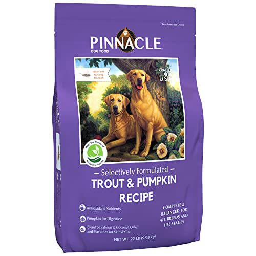 pinnacle pet Trout & Pumpkin Dry Dog Food 22 lb, Infused with Broth