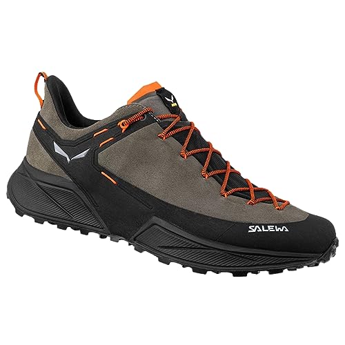 Salewa Men's Dropline Leather Hiking Shoe - Comfortable, Lightweight Trail Shoe for Speed Hiking - Bungee Cord/Black - 10.5