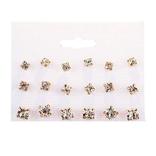 chenJBO 6 Pairs Stud Earrings Set,Crystal Pearl Bead Stud for Girls Women White Cubic Zirconia Diamond Flower Stud Earrings Jewelry (B)