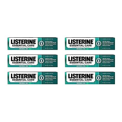 Listerine Essential Care Toothpaste, Bad Breath Treatment, Cavity Prevention, Fluoride Toothpaste; Powerful Mint Flavor, 4.2 oz (Pack of 6)