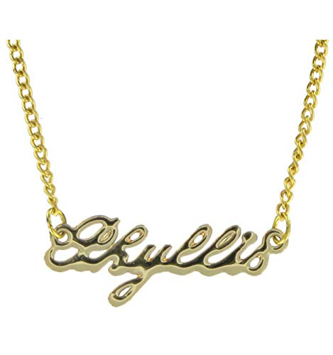 Vintage New Script 16' Gold Tone Name 'Phyllis' Charm Necklace charm original
