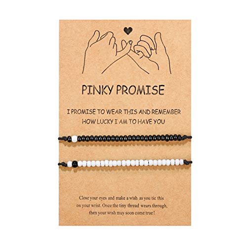Couples Gifts Ideas Pinky Promise Matching Couples Bracelets Long Distance Relationship His Hers Bracelet Birthday Sweetest Valentines Day Christmas Gifts for Him Her Boyfriend Girlfriend Women Men Bf Gf
