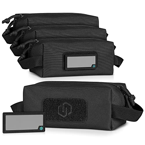 Savior Equipment Loose Sacs 4-Pack Tactical Ammo Pouch Firearm Ammunition Carrier Bag, ID Patches Included, Rifle Carbine Pistol Revolver Ammos Transportation Soft Case Hunting Shooting Range Gear