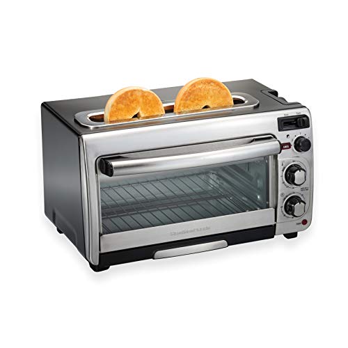 Hamilton Beach 2-in-1 Countertop Toaster Oven and Long Slot 2 Slice Toaster, 60 Minute Timer and Automatic Shut Off, Shade Selector, Stainless Steel (31156)